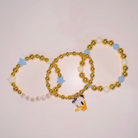 D Duck Blue Charm Stacked Bracelets